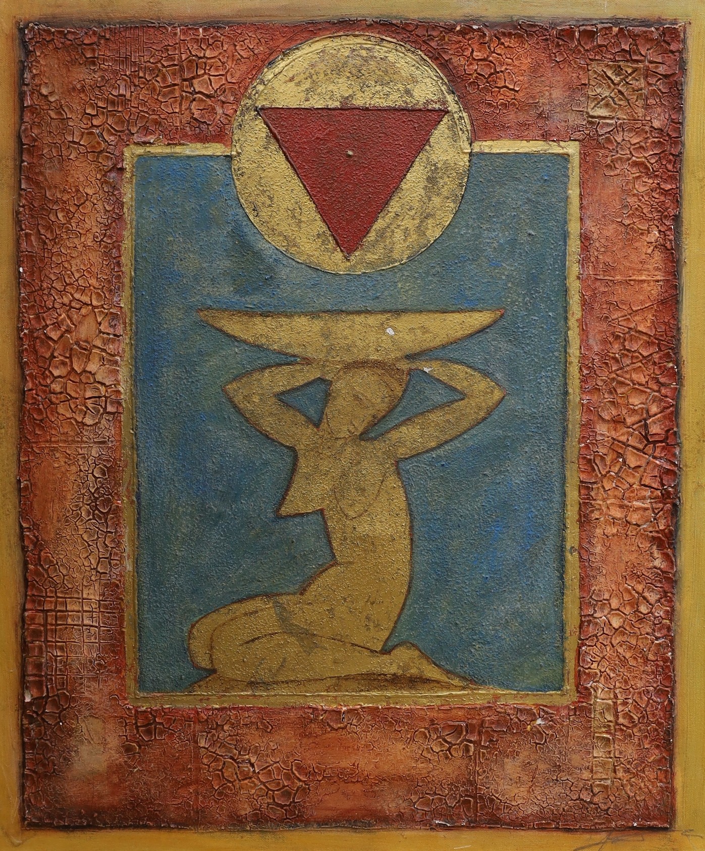 Continental School, oil on canvas, Caryatid, indistinctly signed, 61 x 50.5cm, unframed